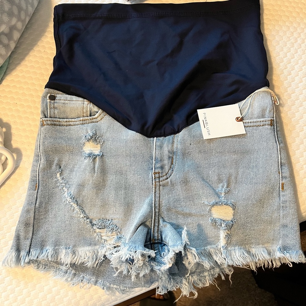 Pink Blush maternity denim shorts